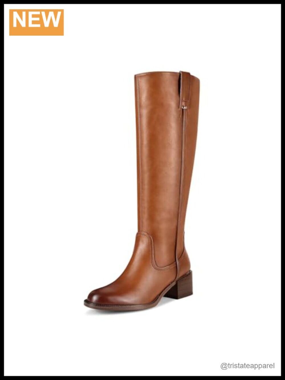 Faux Leather Knee High Chunky Heel Riding Boots Side Zipper